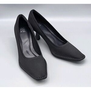 Cosy Island COS Black Refinedge Square Toe 2.5" Heel Pumps Sz 9